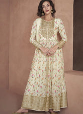 Designer Heavy Georgette Sharara Style Suit in Cream